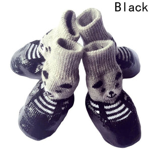 4pcs/set S M L Size Cotton Rubber Pet Dog Shoes Waterproof Non-slip Dog Socks Rain Snow Boots  Footwear For Puppy Small Cats Dog