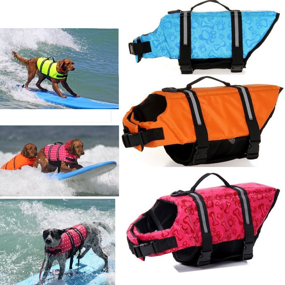 Pet Dog Life Jacket Safety Clothes Life Vest Collar Harness Saver Pet Dog Swimming Preserver lothes Summer Swimwear 5 Sizes