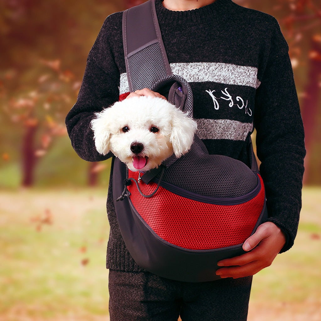 Pet-Dog-Carrier Bag Outdoor Travel Handbag Pouch Mesh Single Shoulder-Carrier-Sling-Bag Comfort Travel Shoulder Bag for Dogs S/L