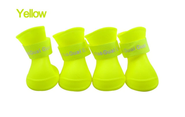 4pcs S/M/L Pet Dog Rain Shoes Anti Slip Waterproof Pet Dog Cat Rain Shoes 7 Colors Rubber Boots for Four Seasons