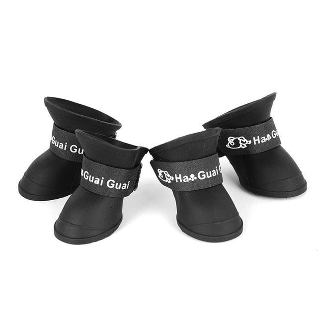 4pcs/Set Waterproof Pet Dog Shoes Blue/Black/Pink Rubber Rain Boots Shoes For Small Dogs Cat S/M/L