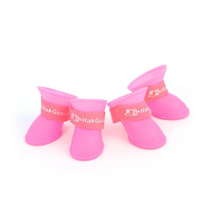 4pcs/Set Waterproof Pet Dog Shoes Blue/Black/Pink Rubber Rain Boots Shoes For Small Dogs Cat S/M/L