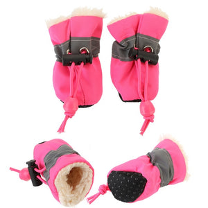 4pcs/set Waterproof Winter Pet Dog Shoes Anti-slip Rain Snow Boots Footwear Thick Warm For Small Cats Puppy Dogs Socks Booties