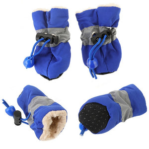 4pcs/set Waterproof Winter Pet Dog Shoes Anti-slip Rain Snow Boots Footwear Thick Warm For Small Cats Puppy Dogs Socks Booties