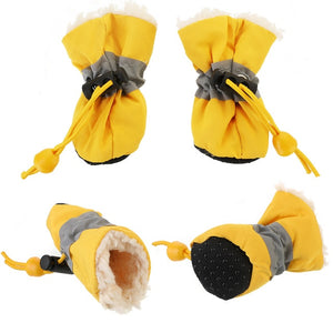 4pcs/set Waterproof Winter Pet Dog Shoes Anti-slip Rain Snow Boots Footwear Thick Warm For Small Cats Puppy Dogs Socks Booties