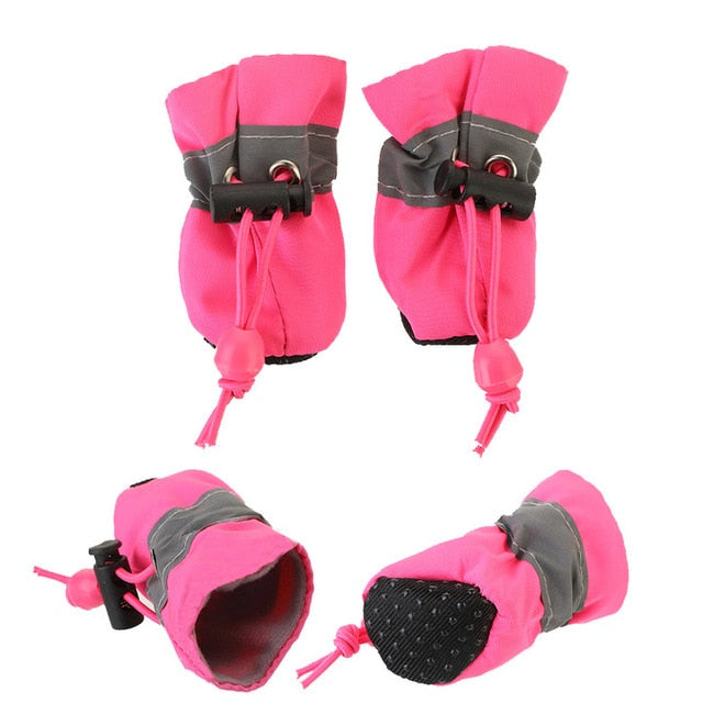 4pcs/set Waterproof Winter Pet Dog Shoes Anti-slip Rain Snow Boots Footwear Thick Warm For Small Cats Puppy Dogs Socks Booties