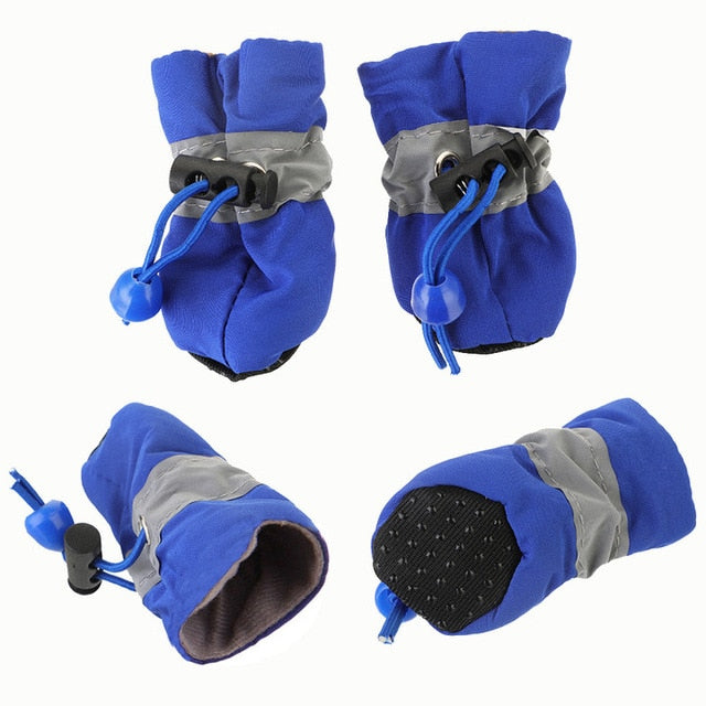 4pcs/set Waterproof Winter Pet Dog Shoes Anti-slip Rain Snow Boots Footwear Thick Warm For Small Cats Puppy Dogs Socks Booties