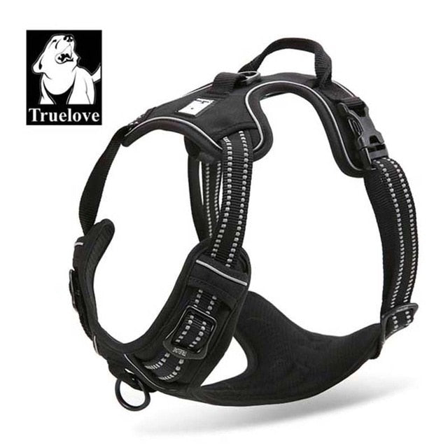 Truelove Reflective Nylon Large pet Dog Harness All Weather Service Dog Ves Padded Adjustable Safety Vehicular Lead For Dogs Pet