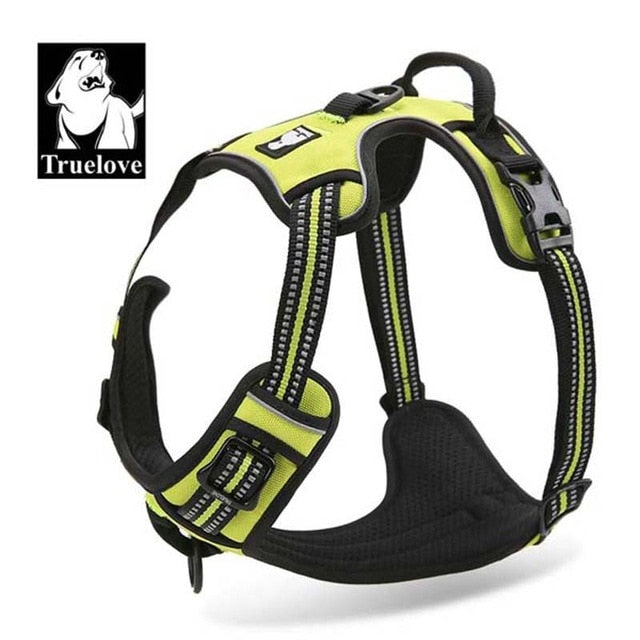 Truelove Reflective Nylon Large pet Dog Harness All Weather Service Dog Ves Padded Adjustable Safety Vehicular Lead For Dogs Pet