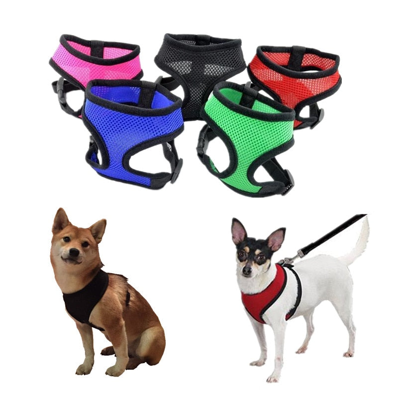 1PC Adjustable Soft Breathable Dog Harness Nylon Mesh Vest Harness for Dogs Puppy Collar Cat Pet Dog Chest Strap Leash