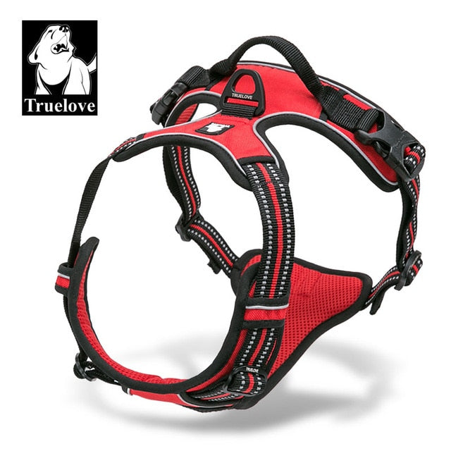 Truelove Reflective Nylon Large pet Dog Harness All Weather Service Dog Ves Padded Adjustable Safety Vehicular Lead For Dogs Pet