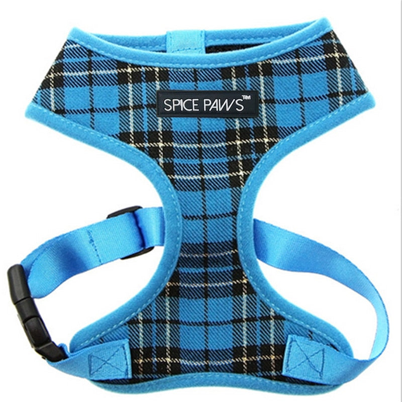 Glorious Kek Dog Harness Vest Plaid Small Pet Dog Harness Adjustable Mesh Lining Nylon Puppy Chest Strap for Chihuahua Pug XS-XL