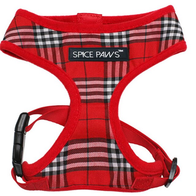 Glorious Kek Dog Harness Vest Plaid Small Pet Dog Harness Adjustable Mesh Lining Nylon Puppy Chest Strap for Chihuahua Pug XS-XL