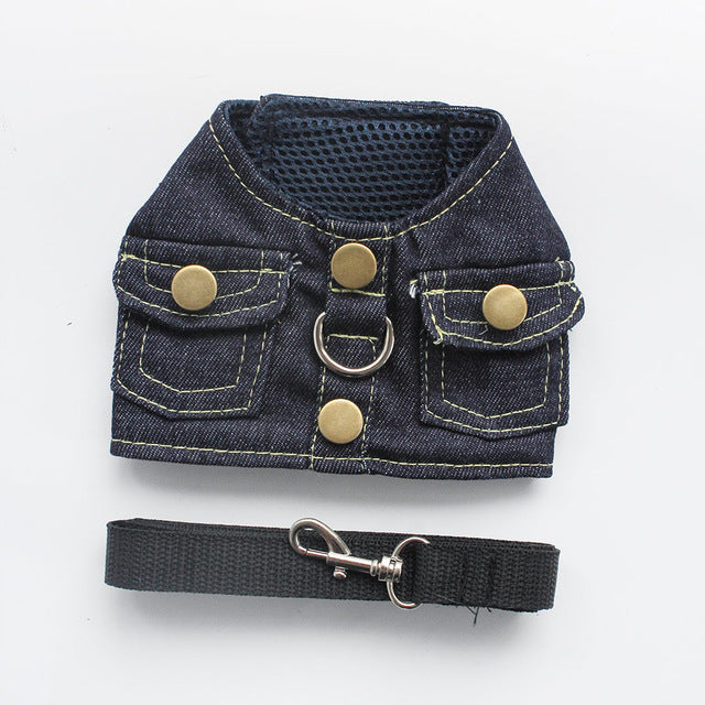 Vest Small Dog Halter Harness Lead Denim Chest Strap For Dogs Cat 6044039 Pet Puppy Supplies S M L