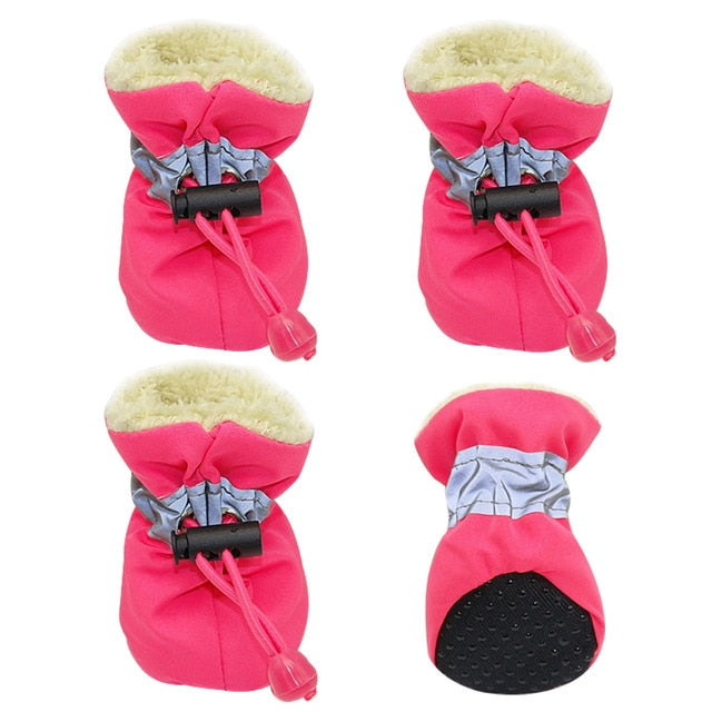 4pcs Waterproof Winter Pet Dog Shoes Anti-slip Rain Snow Boots Footwear Thick Warm For  Small Cats Dogs Puppy Dog Socks Booties