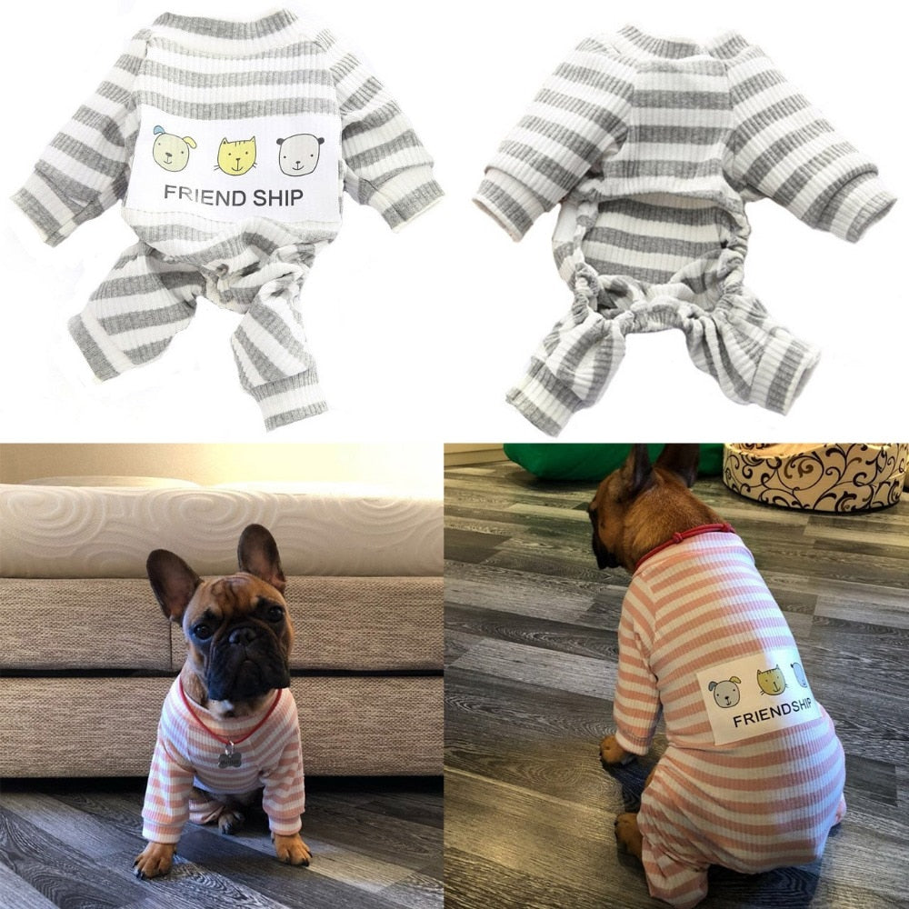 Pet Dog Clothes Striped Dog Jumpsuit Pajamas Dog Coats Dog Clothing  french bulldog Chihuahua Puppy Knitted Coat Pet Apparel