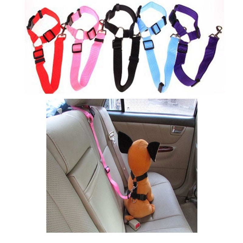 Pet safety Leash Safety Seat Belt Strap Car Headrest Restraint Adjustable Nylon Cloth Dog Restraint Car Seat Belt Harness