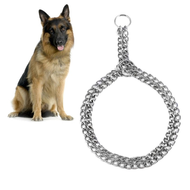 Newest Dog Chain Collar Pet Iron Metal Double Row Neck Leash Walking Training Tool Supplies Corrosion Resistant Pet Neck Collar