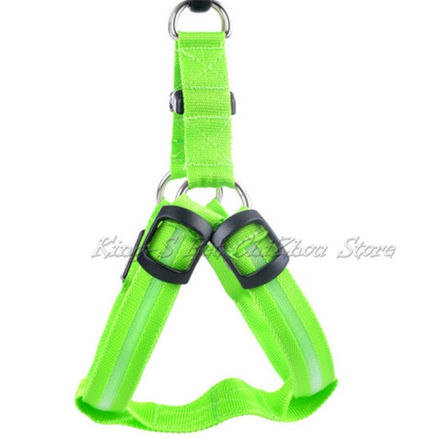 Nylon Pet Safety LED Harness Dog Product Flashing Light Harness LED Dog Harness Leash Rope Belt LED Dog Collar Vest Pet Supplies