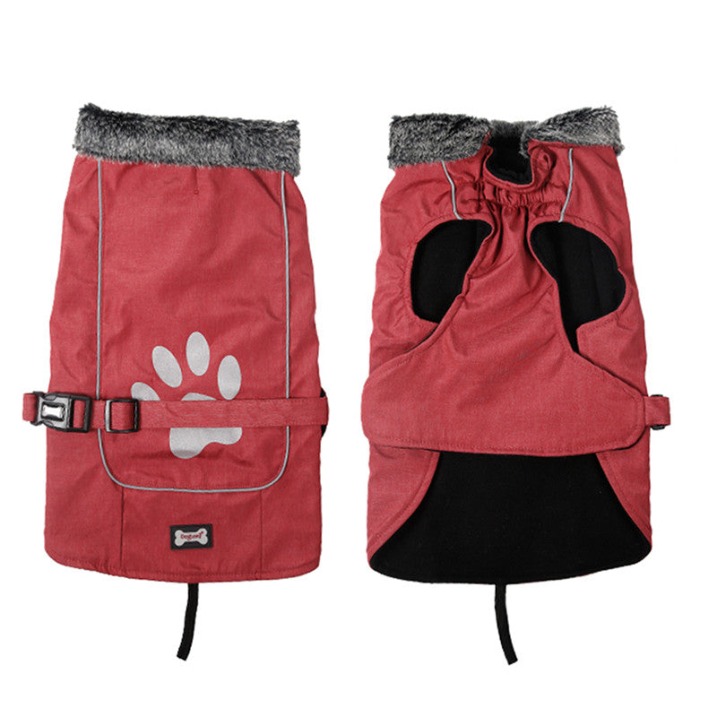 Waterproof Dog Clothes Winter/Spring Warm Pet Dog Jackets Reflective Outdoor Dog Rain Coat Adjustable Waist Safety Pet Apparel