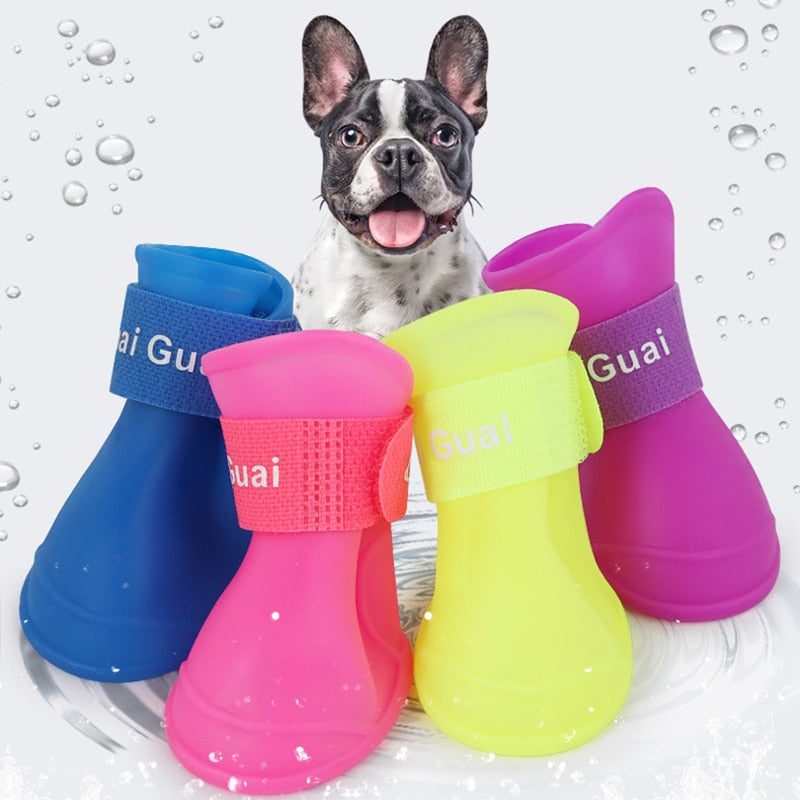 4Pcs/set Shoes For Dogs Of Winter Anti Slip Waterproof Pets Dog Socks For Cats 7 Colors Rubber Boots Best Selling 2019 Products