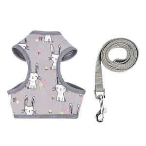 Pet Puppy Dog Cat Adjustable Harness Leash Set with Cute Patten Pet Cotton Vest for Small Medium Dogs Chihuahua Yorkie Teddy