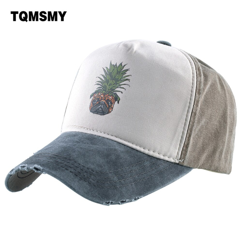 TQMSMY Funny Pineapple and Dog Head Men's Baseball Cap Women's Fresh Fruit Hipster Hat Women Dad Hat Baseball Hats Men Cap TMA24