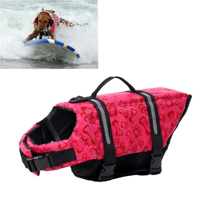 Dog Life Jacket Size Adjustable Dog Life Preserver Durable Life Vest Buoyant Lifesaver (Pink)