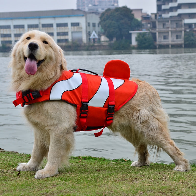 Summer Clothes Pet Dog Life Vest Jacket  Shark Golden Retriever Dog Swimwear Big Dog Safety Jacket Vest Swimsuit Preserver