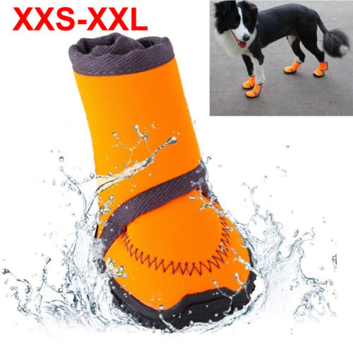 Pet Dog Winter Warm Snow Booties Waterproof Anti-Slip Protective Shoes Boot orange Rubber Rain Shoes For Small Dogs Pet Products