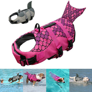 Pet Dog Swimming Life Jacket Buoyancy Aid Float Vest Adjustable Lifesaver Aid Dog Life Vest Shark Pet Jacket Swimming Clothes