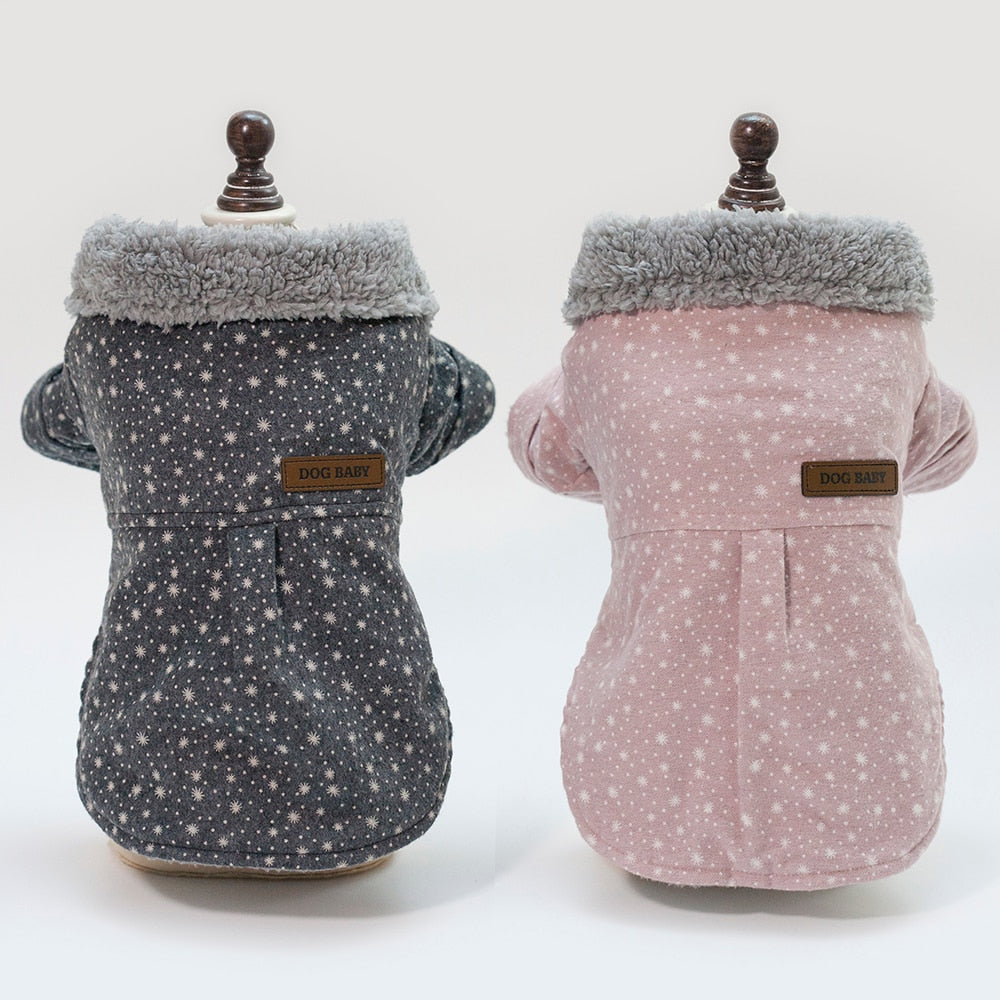 Dog Cat Coat Jacket Polka Dot Dress Pet Puppy Hoodie Winter Warm Clothes Apparel 5 sizes 2 Colours Available